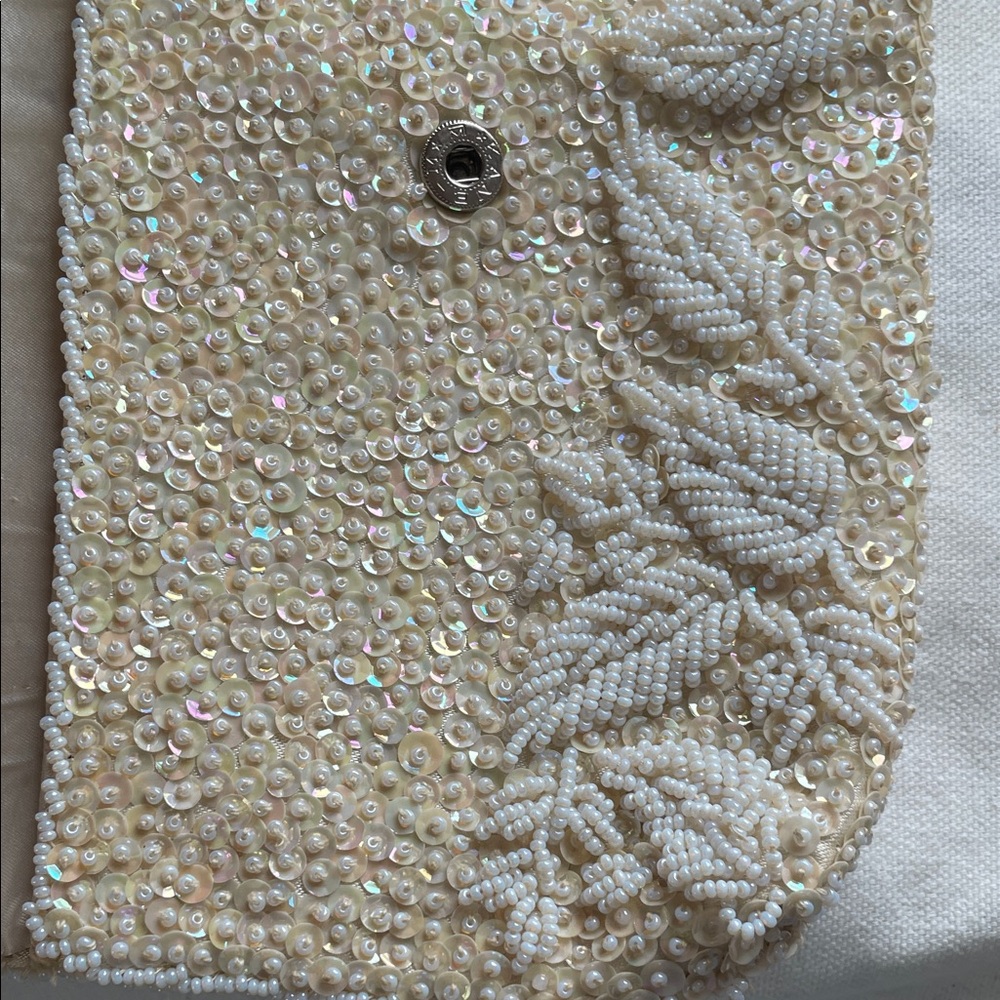 Chic Beaded Clutch in Cream - Picture 11 of 16